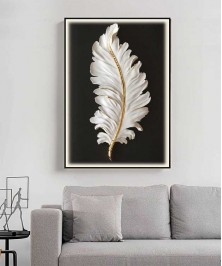 Black Frame 80*120 Cm Feather White And Black Crytsall Porsalein Painting 